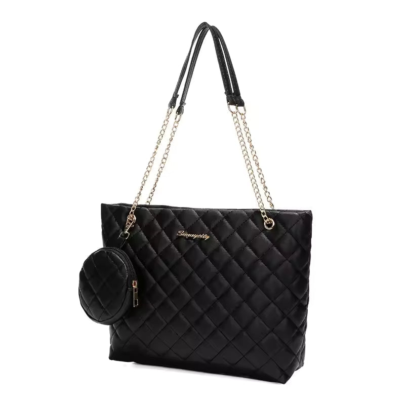 Embroidered Stylish Minimalist Letter Embellished Chain Shoulder Bag Mssza