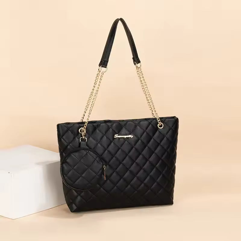 Embroidered Stylish Minimalist Letter Embellished Chain Shoulder Bag Mssza