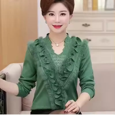 Embroidering Diamond Christmas Fur Sweater Pullover Jumper Tops Mssza