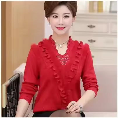 Embroidering Diamond Christmas Fur Sweater Pullover Jumper Tops Mssza