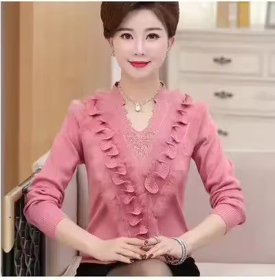 Embroidering Diamond Christmas Fur Sweater Pullover Jumper Tops Mssza