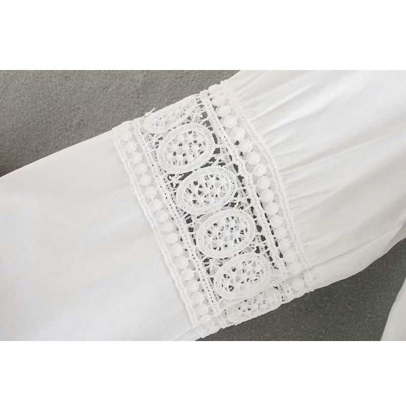 Embroidery Cross V-Neck Blouses Shirt Mssza