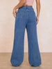 Embroidery High Waisted Streetwear Retro Baggy Wide-leg Denim Holes Jeans Mssza