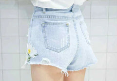 Embroidery With Waist Pocket Jean Pants Outdoor Denim Shorts Mssza
