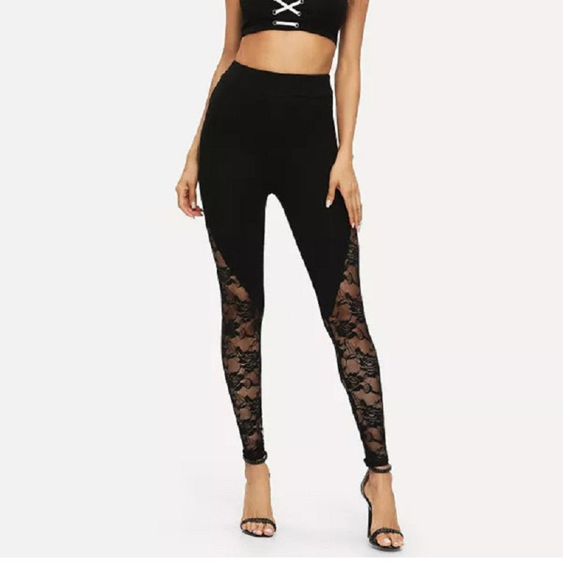 Euro Lace Patchwork Skinny Sports Yoga Leggings Mssza