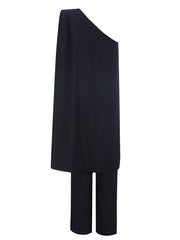 Evening Cape Shoulder Long Sleeve Asymmetrical Jumpsuit Mssza