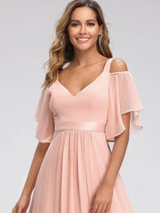 Ever Pretty LongCold Shoulder Chiffon Prom Dresses Mssaz Desses