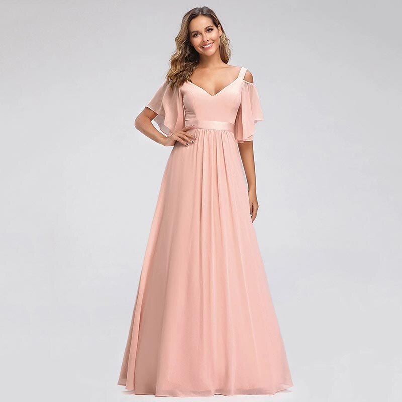 Ever Pretty LongCold Shoulder Chiffon Prom Dresses Mssaz Desses