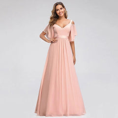 Ever Pretty LongCold Shoulder Chiffon Prom Dresses Mssaz Desses