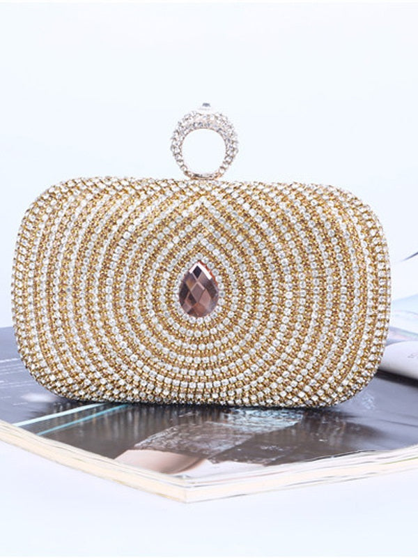 Exquisite Evening Party Diamante Clutch Bag With Chain Mssza