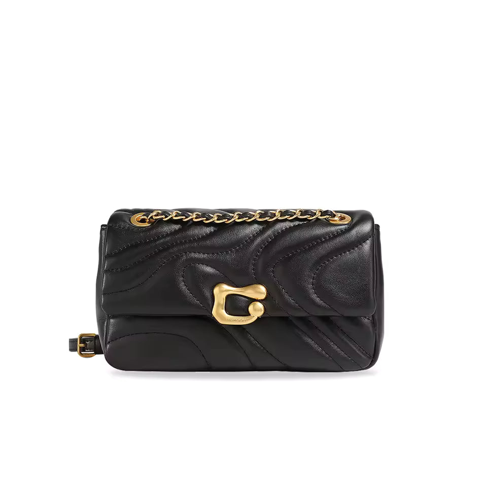Exquisite Solid Genuine Leather Embroidered Chain Versatile Crossbody Shoulder Bag Mssza