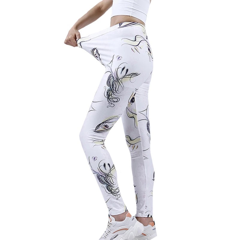 Face Printing Yoga Pants Sports Push Up Gym Wear Slim Tights Mssza