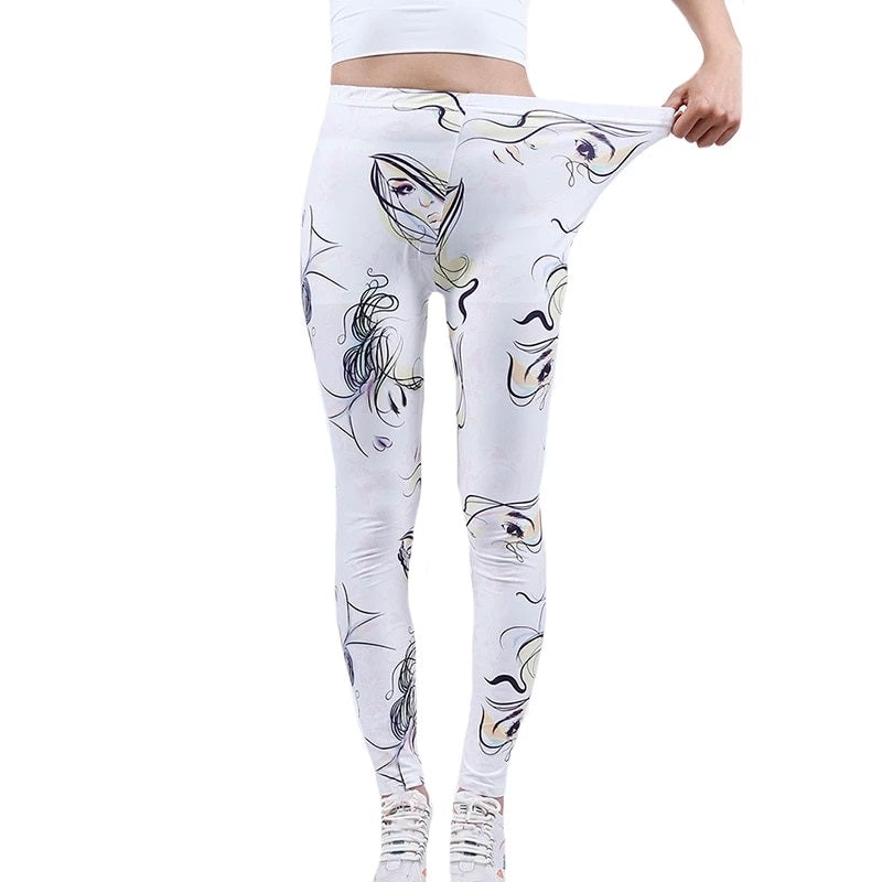 Face Printing Yoga Pants Sports Push Up Gym Wear Slim Tights Mssza