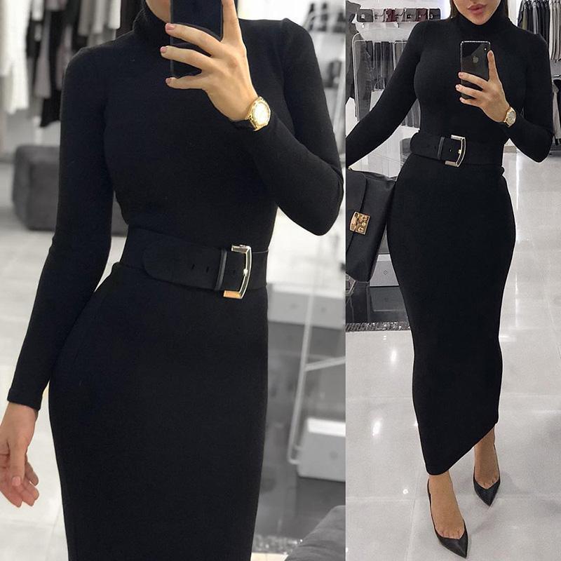 Turtleneck Long Sleeve Dress Mssaz Desses