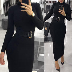 Turtleneck Long Sleeve Dress Mssaz Desses