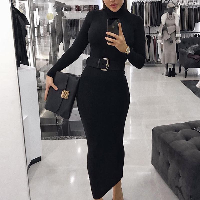 Turtleneck Long Sleeve Dress Mssaz Desses