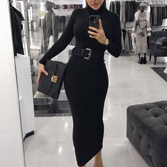 Turtleneck Long Sleeve Dress Mssaz Desses