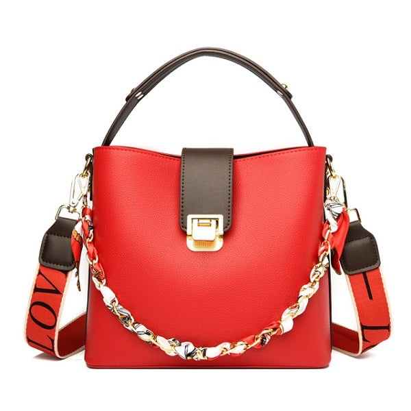 Casual Bucket Strap Lock Handbag Mssza
