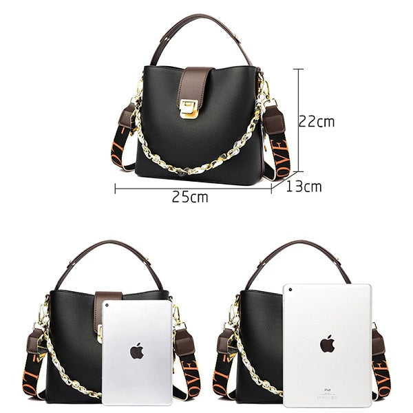 Casual Bucket Strap Lock Handbag Mssza