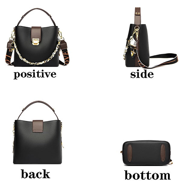 Casual Bucket Strap Lock Handbag Mssza