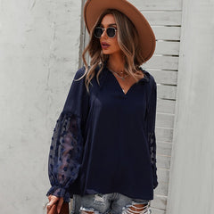 Casual Solid V-neck Loose Blouse Mssza
