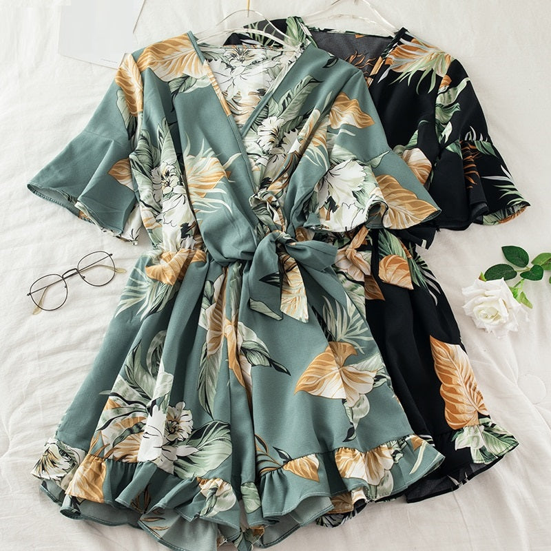 Chiffon Rompers Printed Jumpsuits Mssza