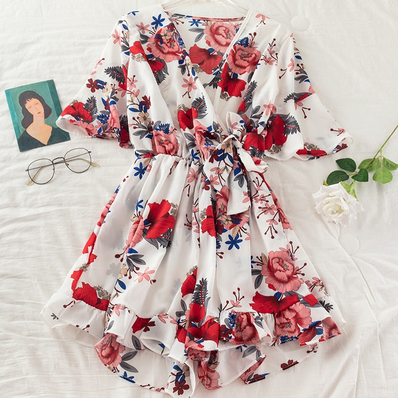 Chiffon Rompers Printed Jumpsuits Mssza