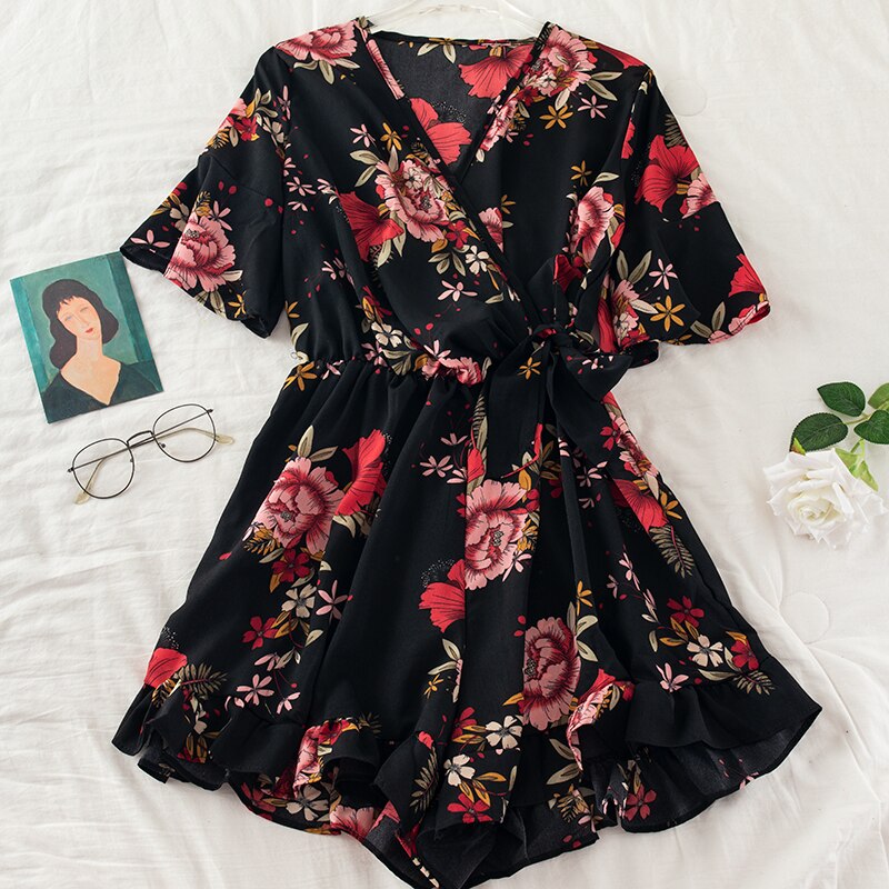 Chiffon Rompers Printed Jumpsuits Mssza
