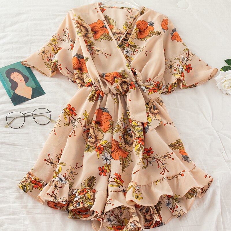 Chiffon Rompers Printed Jumpsuits Mssza