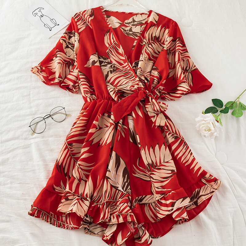 Chiffon Rompers Printed Jumpsuits Mssza
