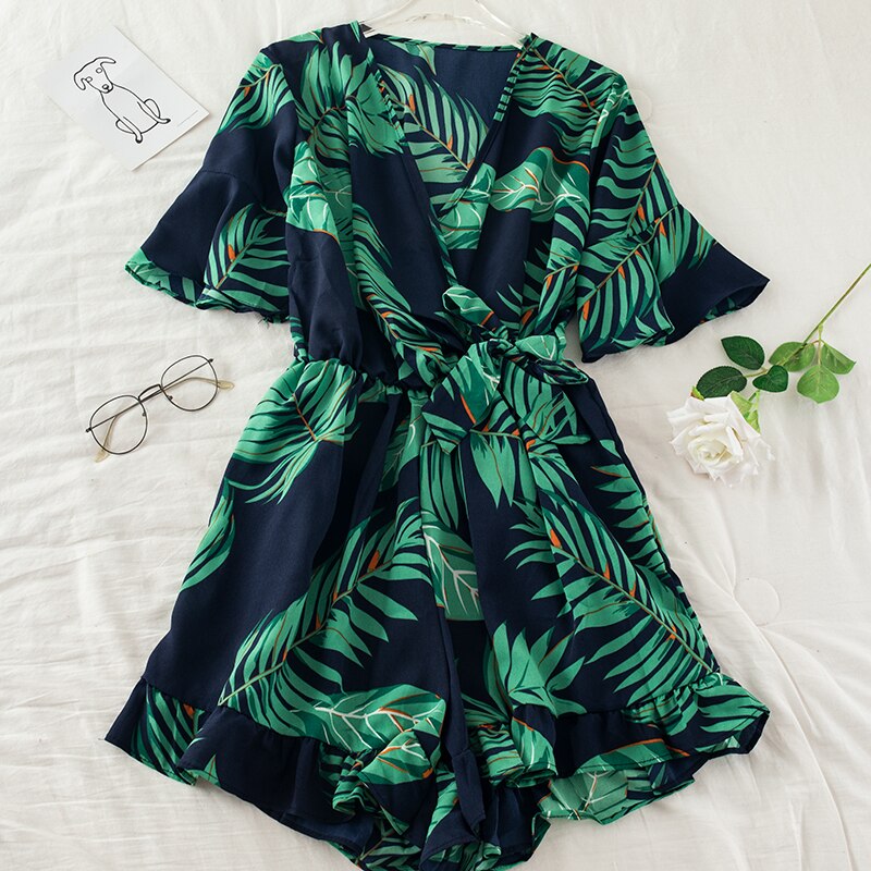 Chiffon Rompers Printed Jumpsuits Mssza