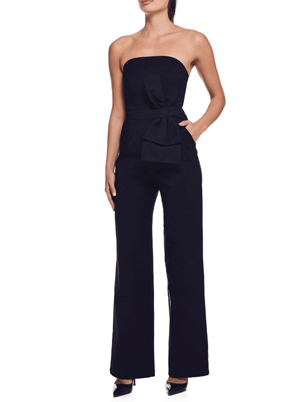 Club Strapless Stitched Slim Fit Jumpsuit Mssza