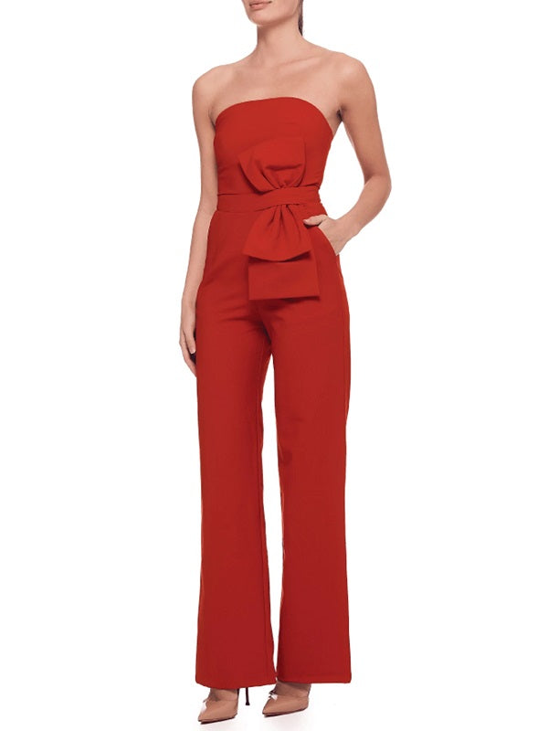 Club Strapless Stitched Slim Fit Jumpsuit Mssza