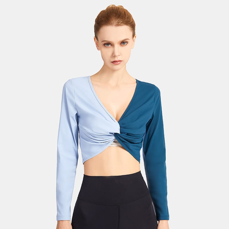 Color Blocking Knotted Sport Top Mssza