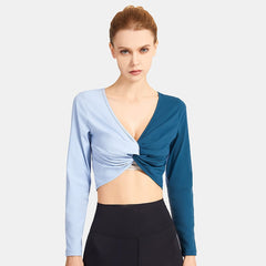 Color Blocking Knotted Sport Top Mssza