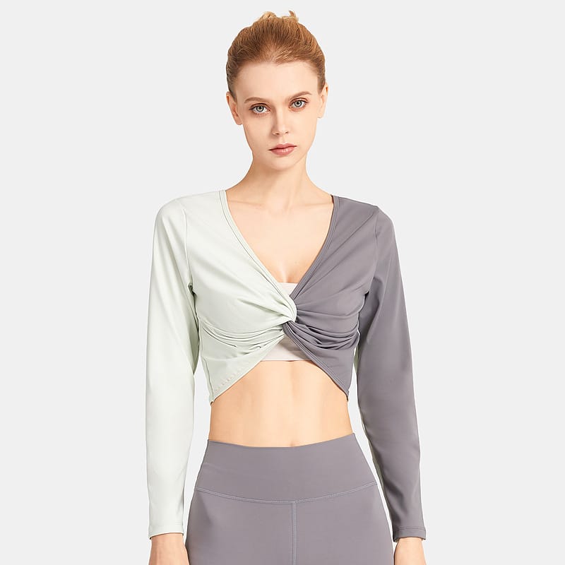 Color Blocking Knotted Sport Top Mssza