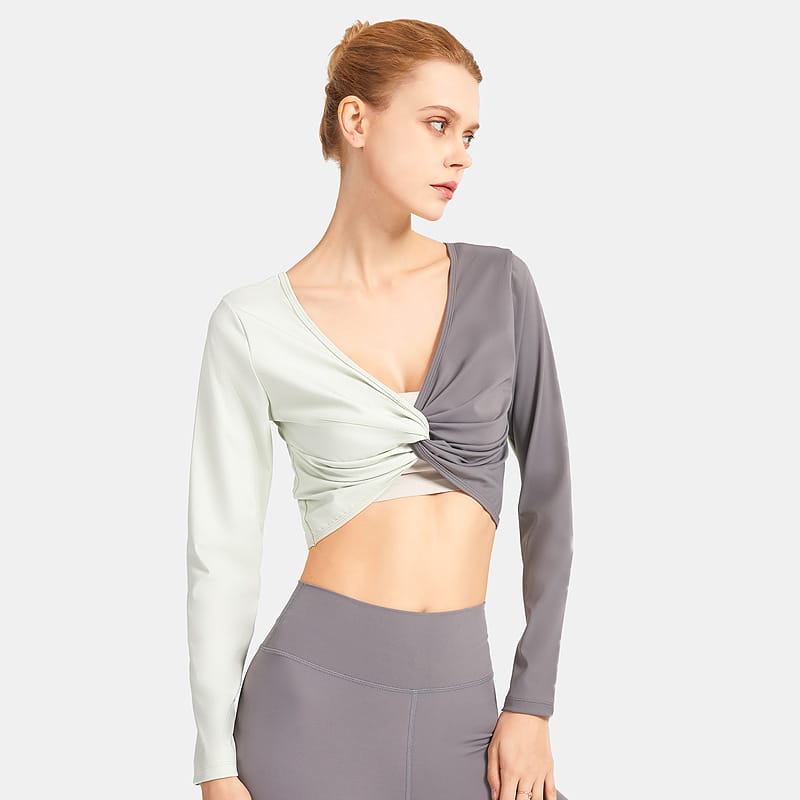 Color Blocking Knotted Sport Top Mssza