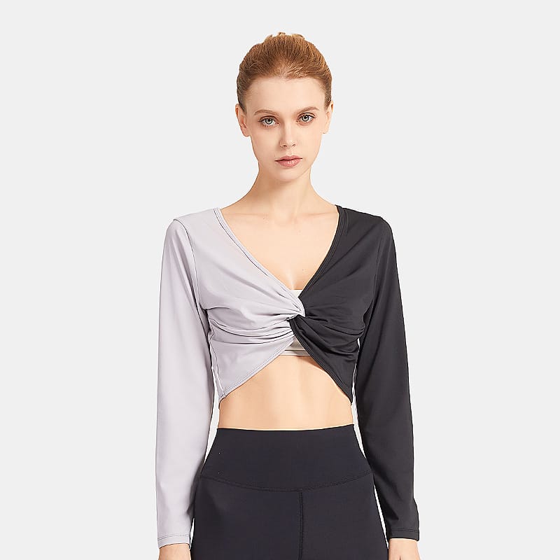 Color Blocking Knotted Sport Top Mssza