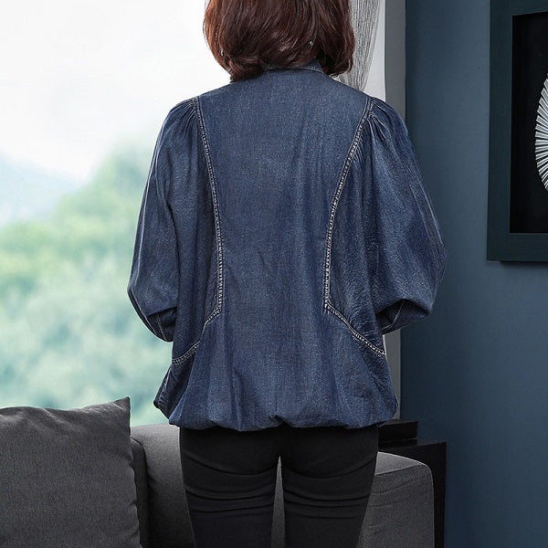 Cotton Denim Shirts Embroidery Blouses Tops Mssza