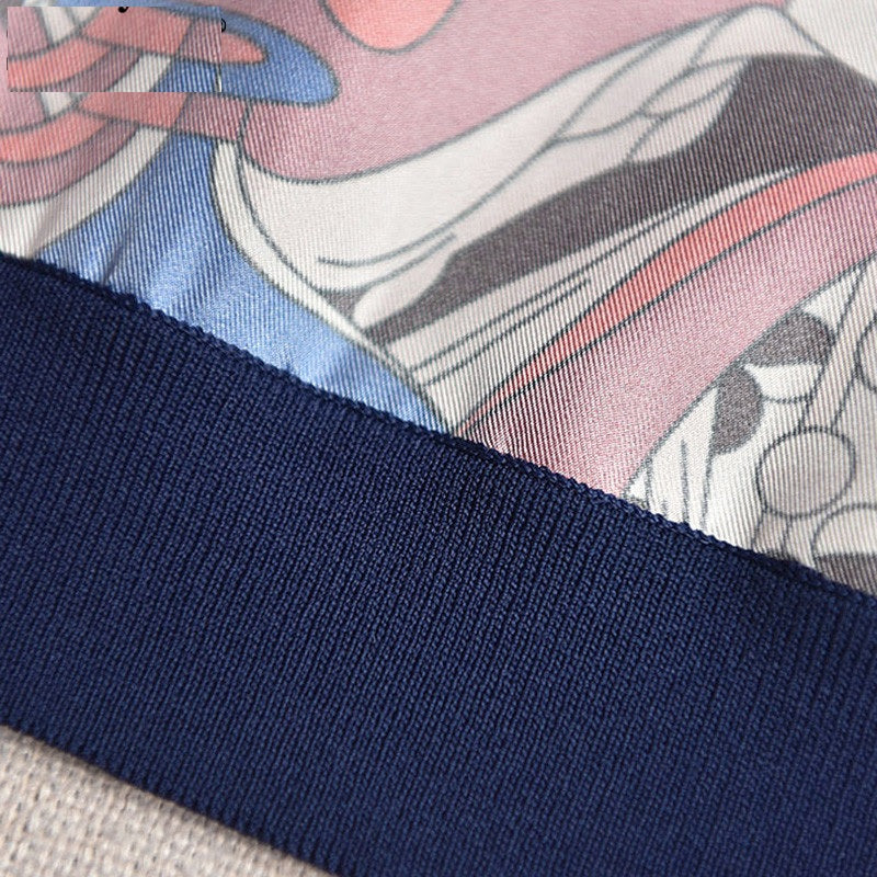 Designer Silk Print Patchwork Knitting T Shirts Mssza