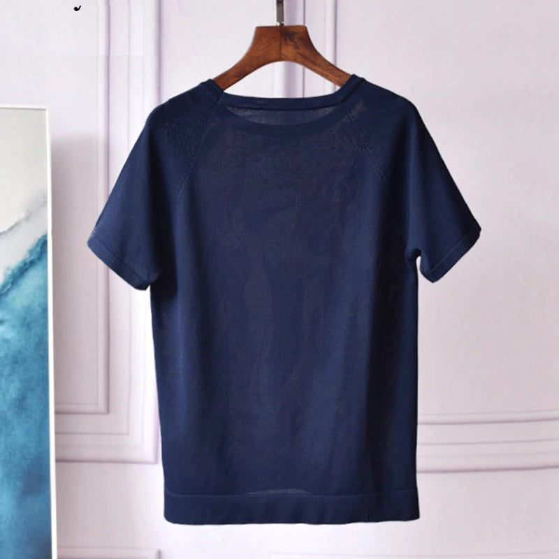 Designer Silk Print Patchwork Knitting T Shirts Mssza