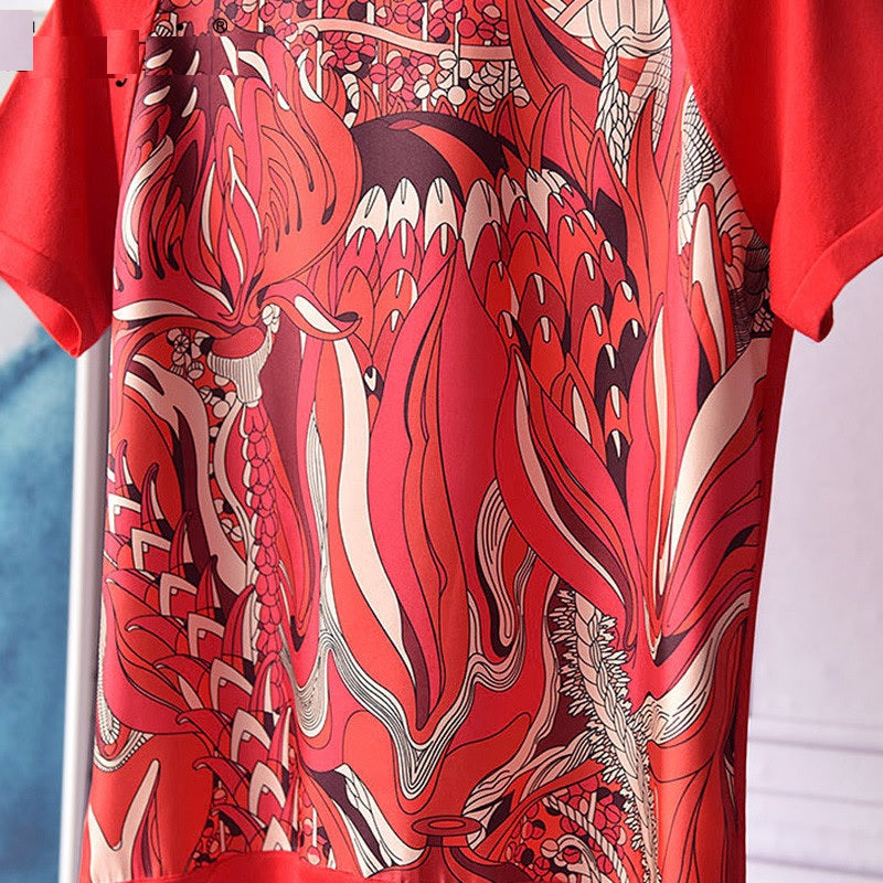 Designer Silk Print Patchwork Knitting T Shirts Mssza