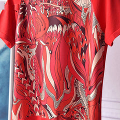 Designer Silk Print Patchwork Knitting T Shirts Mssza