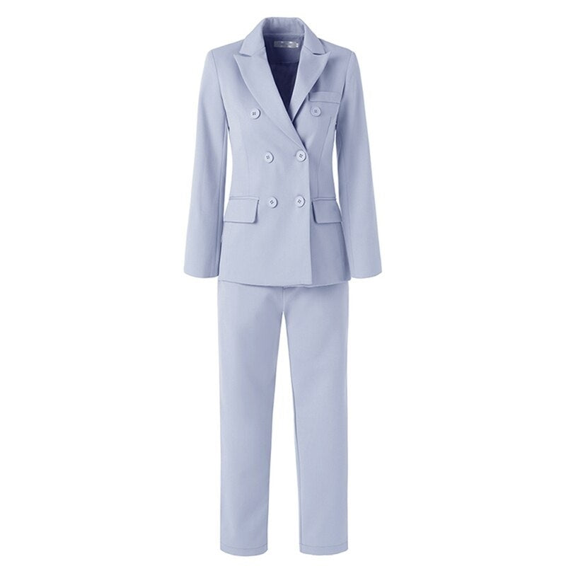 Double Breasted Full Turndown Collar Pants Sets Mssza