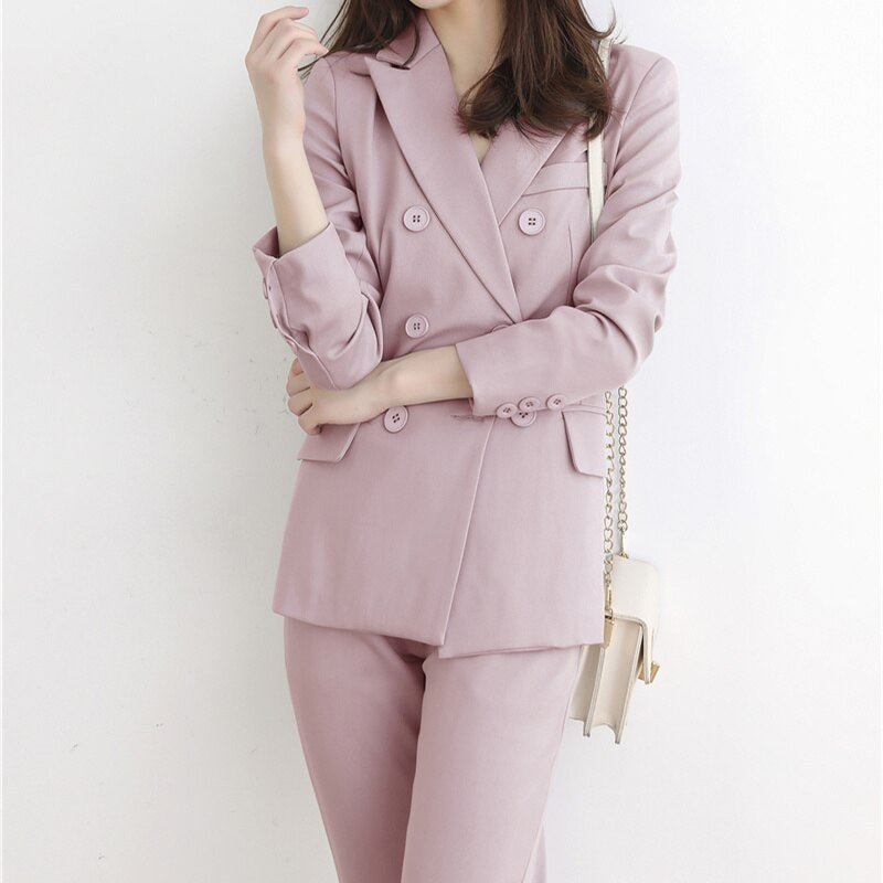 Double Breasted Full Turndown Collar Pants Sets Mssza
