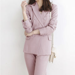 Double Breasted Full Turndown Collar Pants Sets Mssza