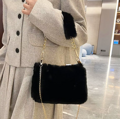 Fluffy Chain Underarm Solid Color Handbag Bag Mssza
