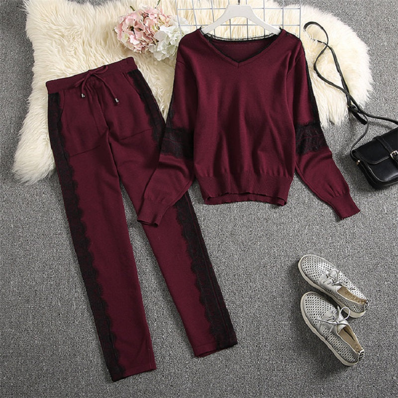 Knitting Sweater And Pants Tracksuit Mssza