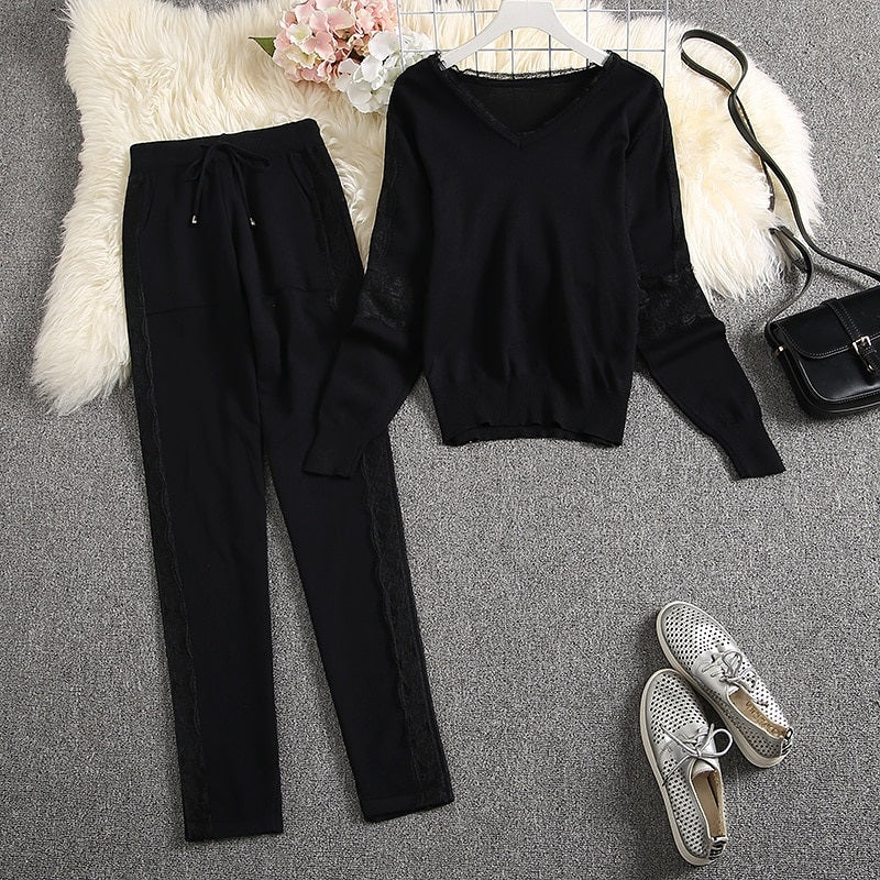 Knitting Sweater And Pants Tracksuit Mssza