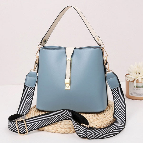 Large-Capacity Bucket Casual PU leather Shoulder bag Mssza